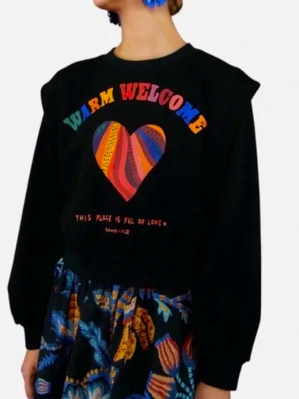 FARM Rio Black Sweatshirt with Rainbow Heart Graphic